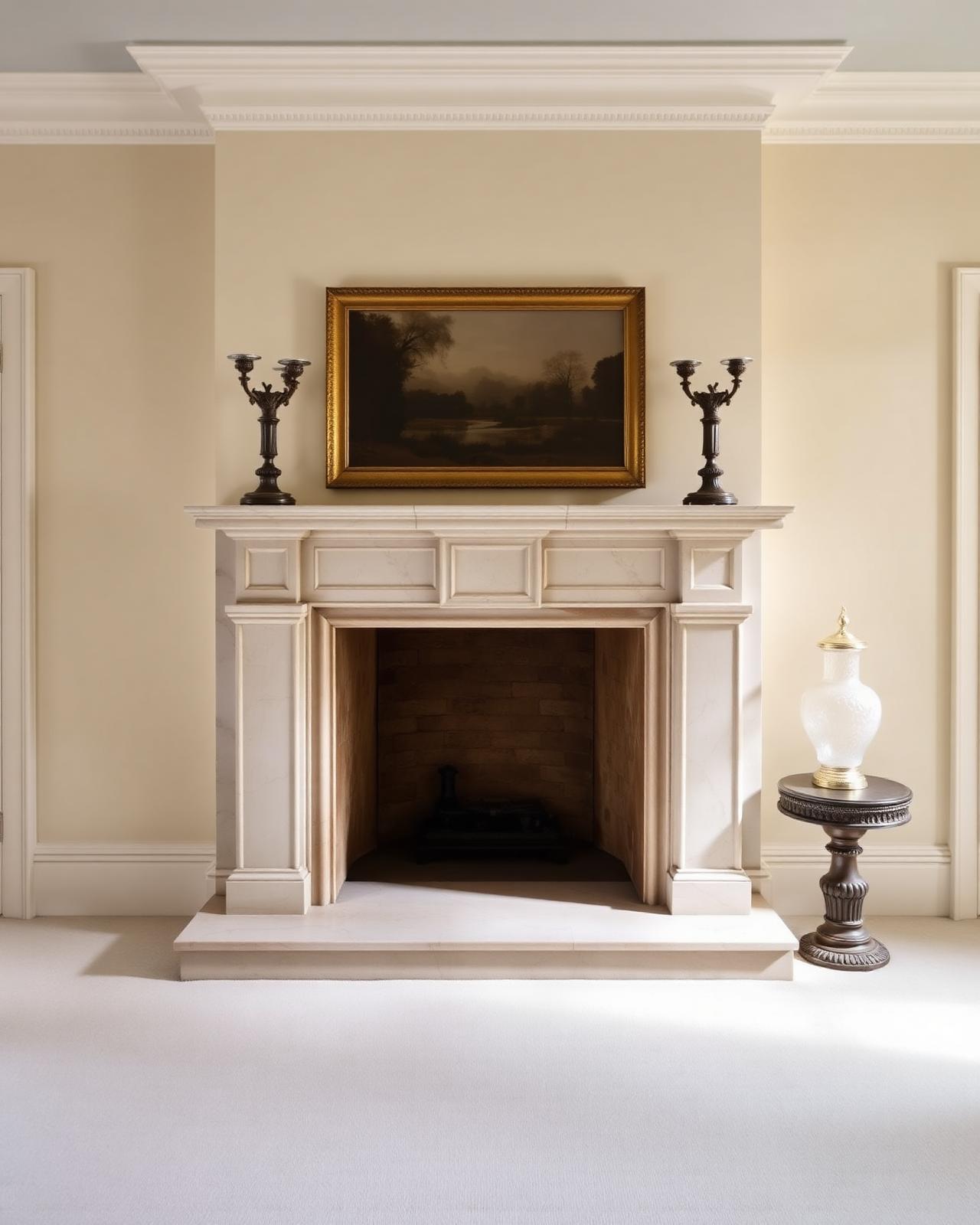 Classical Limestone Mantel with Original Patina