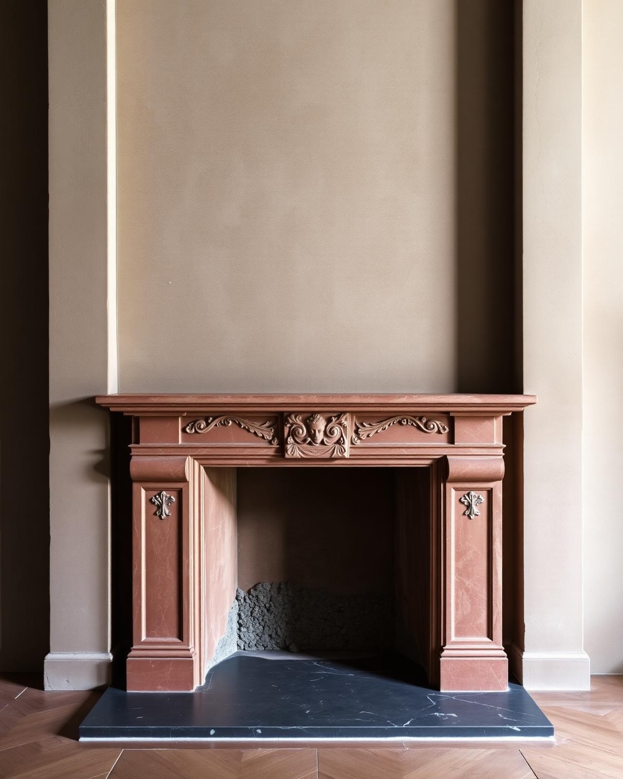18th Century Burgundy Limestone Mantel