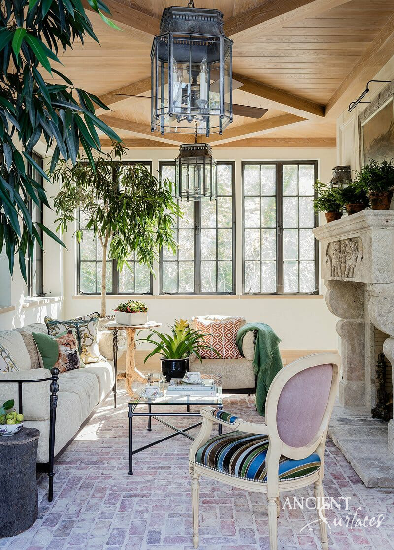 Garden Room Limestone Mantel
