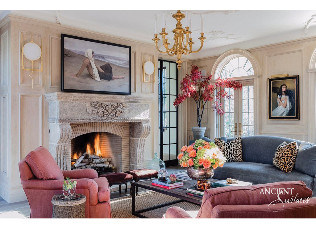 Low Relief Classical Limestone Mantel