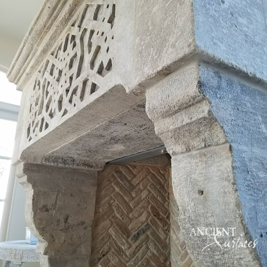 Chunky Chamfered Limestone Mantel