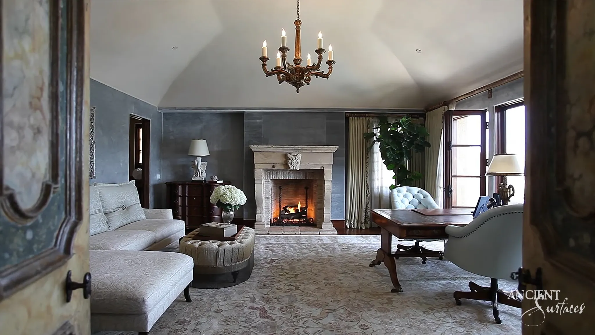 Dark Hearth Simple Stone Mantel